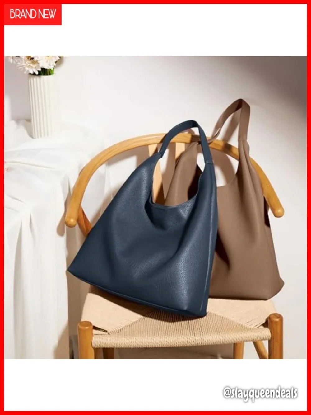 Slouchy Hobo Bag Tote Vegan Leather Weekender Shoulder Purse